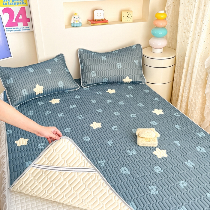 91家纺网 家纺一手货源 找家纺 川悦生活 2025新款小阪凉感丝印花凉席 星星睡了