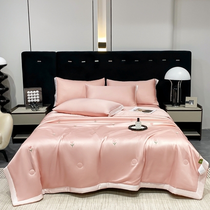 益多眠 2026新款花朵夏被四件套 花朵奶油粉