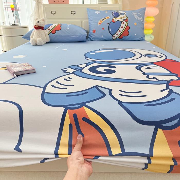 91家纺网 家纺一手货源 找家纺 金爱家2025新款全棉大版印花单品系列-纯棉太空人 单品-飞碟太空人