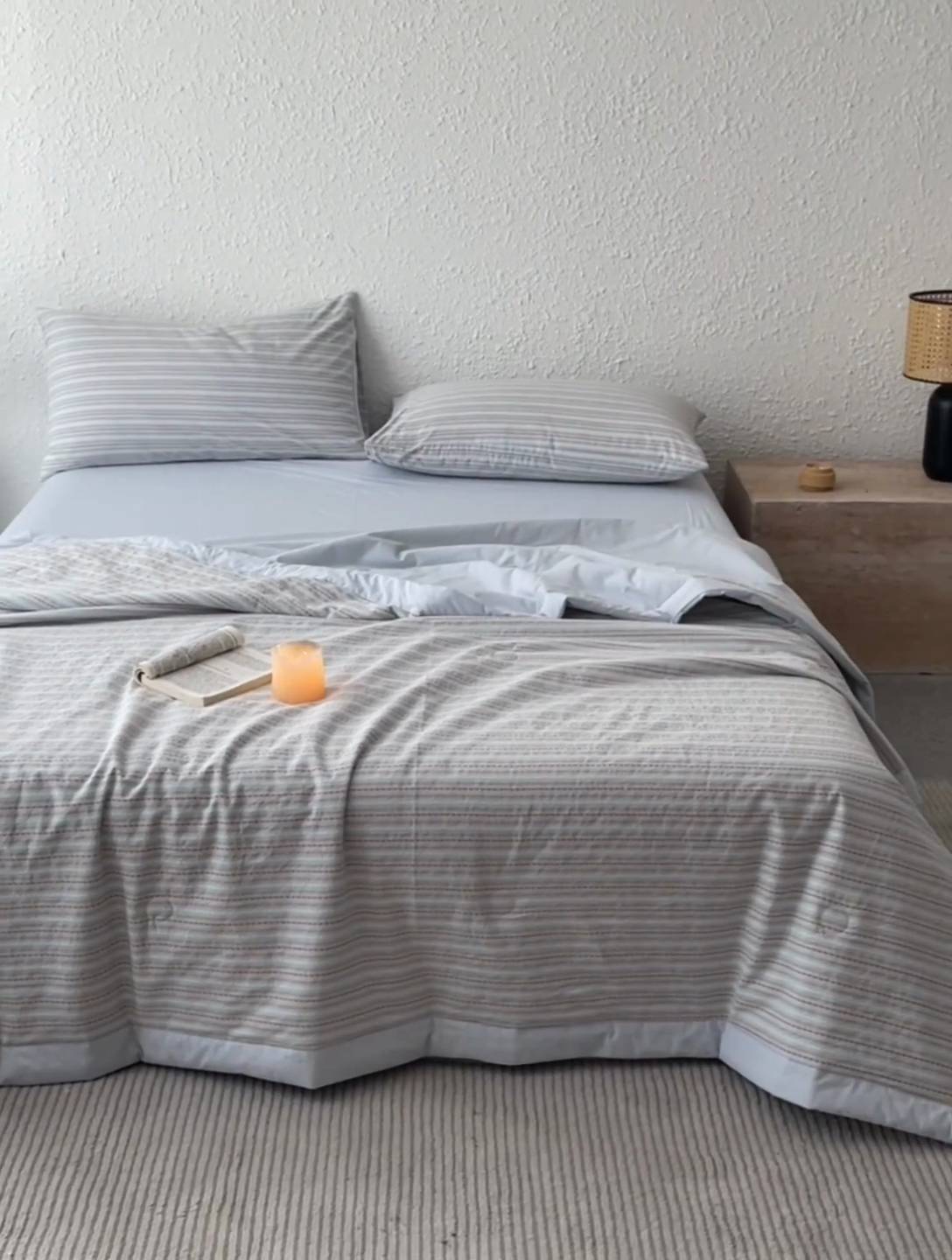 91家纺网 家纺一手货源 找家纺 吾诺 2025 全棉色织提花水洗棉大豆夏被子被芯全棉夏被四件套夏凉被空调被 摩卡兰