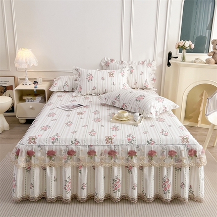 91家纺网 家纺一手货源 找家纺 （总）十个点 2025新款全棉纯棉蕾丝花边床裙四件套