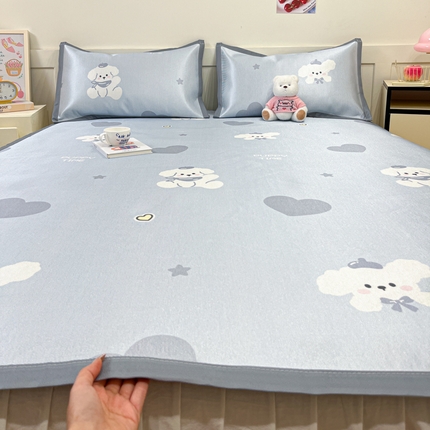 91家纺网 家纺一手货源 找家纺 莱米家纺 2025新款小清新数码冰藤系列软席 爱心小狗