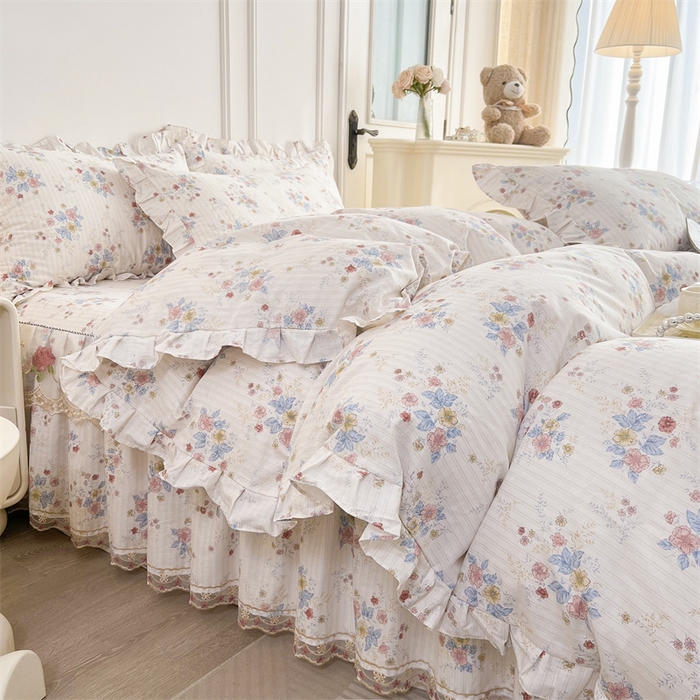 91家纺网 家纺一手货源 找家纺 （总）十个点 2025新款全棉纯棉蕾丝花边床裙四件套