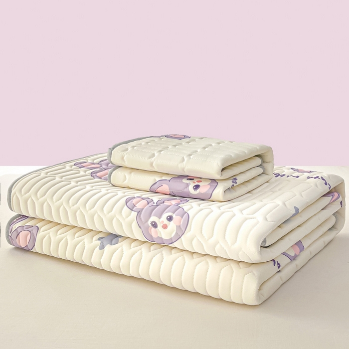 91家纺网 家纺一手货源 找家纺 川悦生活 2025新款小阪凉感丝印花凉席 紫星兔