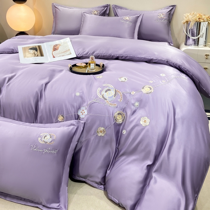 91家纺网 家纺一手货源 找家纺 慧菲 2025新款轻奢水洗天丝四件套-伊恋 伊恋-梦幻紫