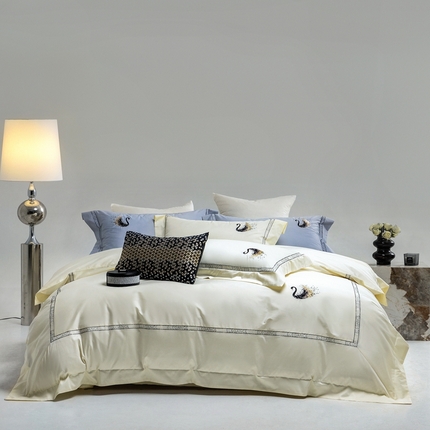 91家纺网 家纺一手货源 找家纺 （总）曼布缇2025春夏新款全棉高密绣花四件套-瓦尔莎