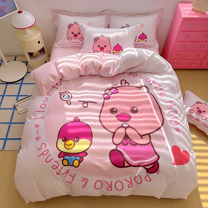 91家纺网 家纺一手货源 找家纺 浩诚 2025新款啵乐乐正版授权全棉纯棉四件套 趣玩时间