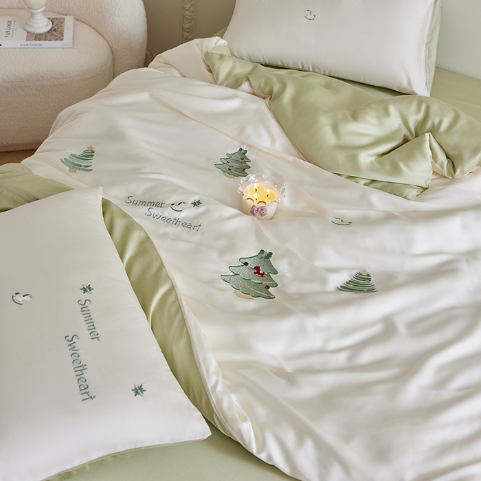 91家纺网 家纺一手货源 找家纺 安莱生活 2025兰精进口60S天丝绣花四件套 夏夜梦幻