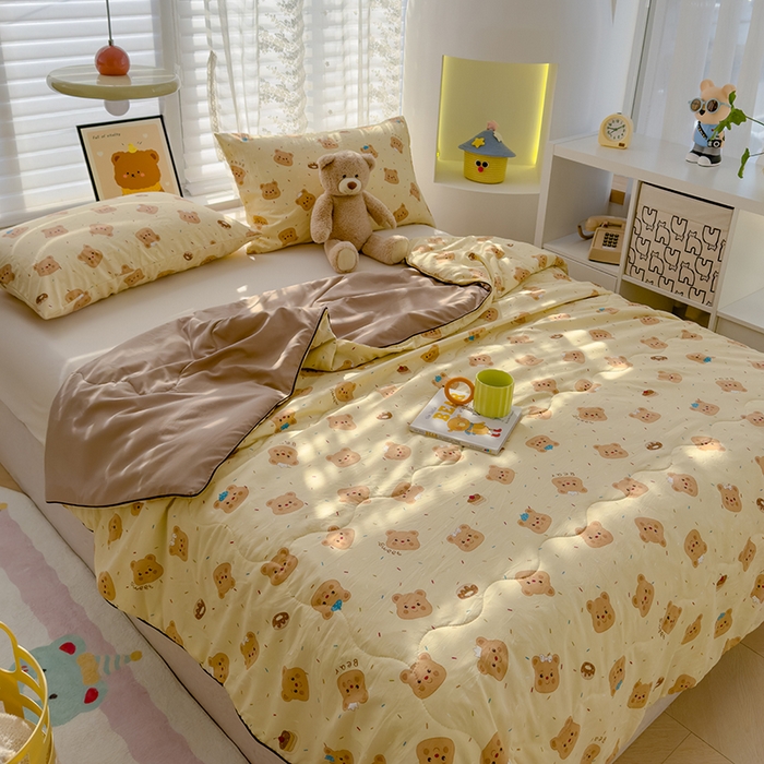 91家纺网 家纺一手货源 找家纺 贝扬思 2025新款水洗皱皱纱系列夏被夏凉被空调被（风格一） 奥利奥小熊