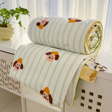 91家纺网 家纺一手货源 找家纺 贝扬思 2025新款水洗皱皱纱系列夏被夏凉被空调被（风格一） 念旧小狗