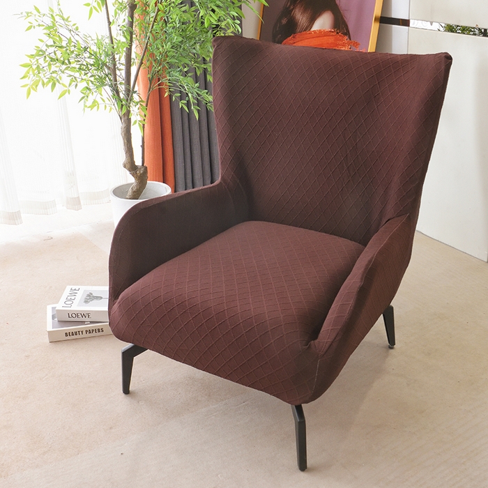 91家纺网 家纺一手货源 找家纺 启博家纺 2025新款菱形格小号老虎椅套 咖色