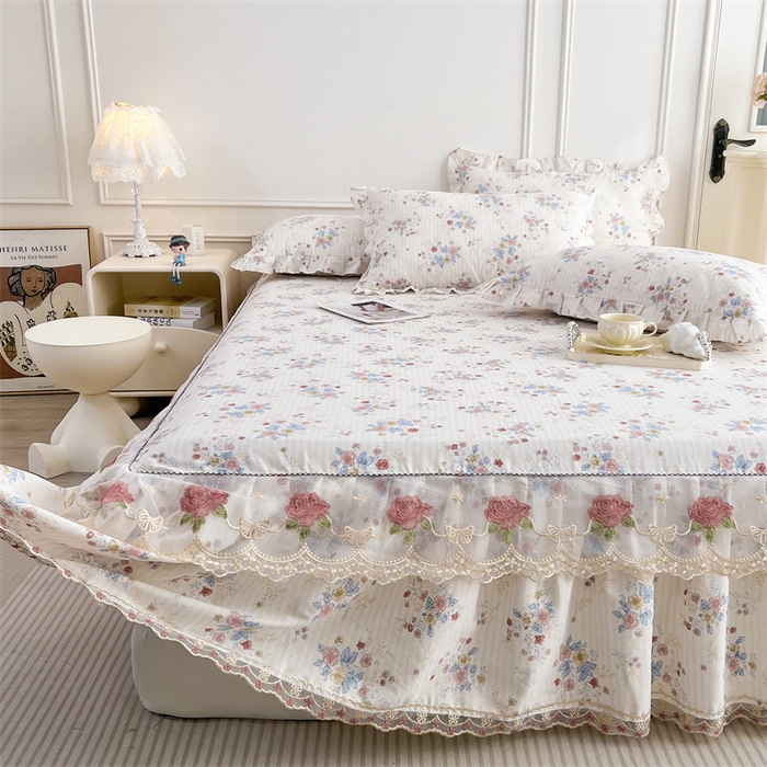 91家纺网 家纺一手货源 找家纺 （总） 十个点 2025新款全棉纯棉蕾丝花边床裙