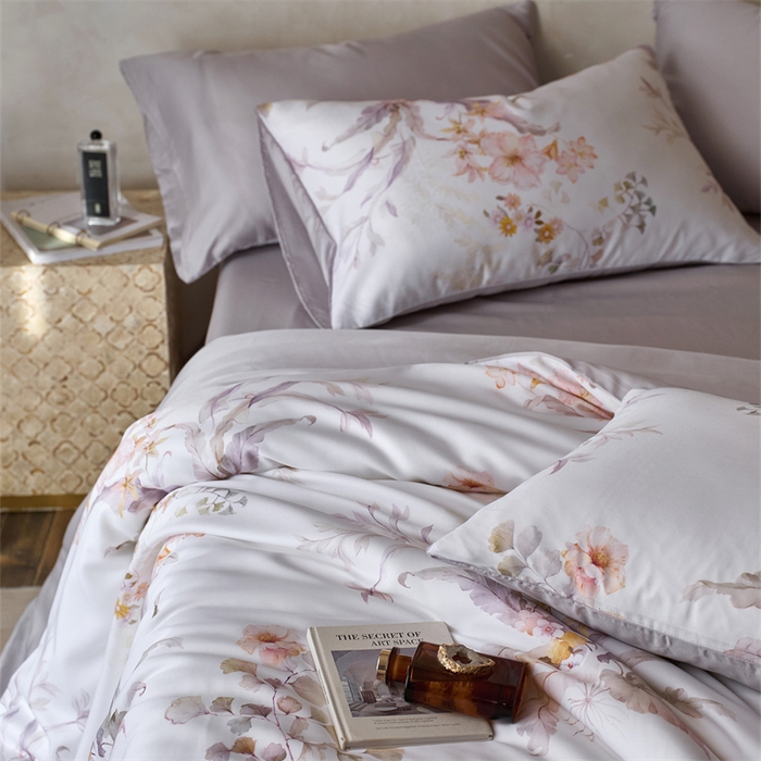 91家纺网 家纺一手货源 找家纺 时年家纺 2025新款莱赛尔天丝印花系列四件套烟花间