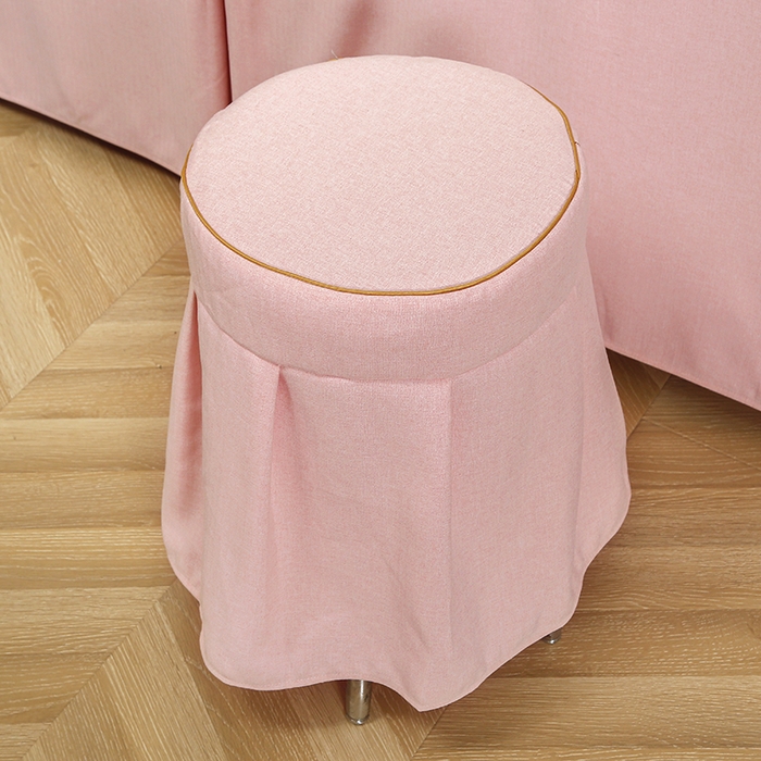 91家纺网 家纺一手货源 找家纺 芙怡 2025春夏新款8023款棉麻绒贴花美 容床罩-花漾系列 花漾-粉