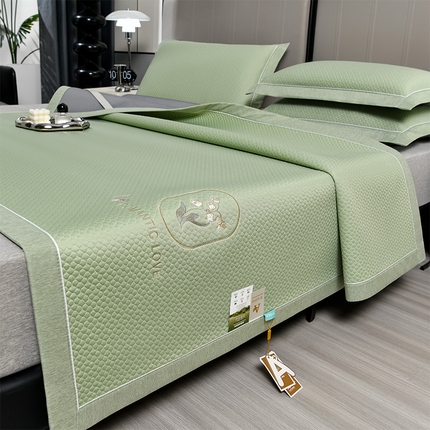 91家纺网 家纺一手货源 找家纺 小牛席业 2025新款3D冷感按摩轻奢铃兰冷感豆豆席系列-床席款 绿色