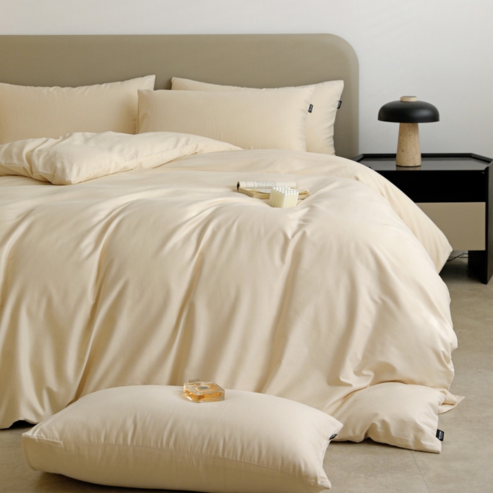 91家纺网 家纺一手货源 找家纺 2025年纯色双拼60支纯棉被套 奶白