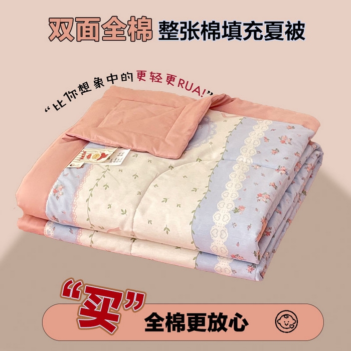 91家纺网 家纺一手货源 找家纺 宜家坊 2025新款全棉夏被碎花卡通小清新简约纯棉夏凉被夏被四件套三件套 爱丽丝梦游