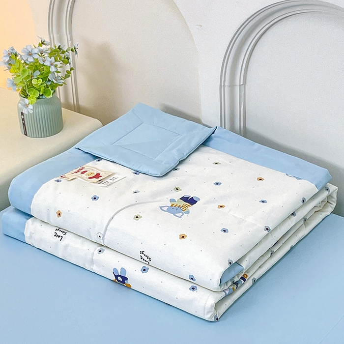 91家纺网 家纺一手货源 找家纺 宜家坊 2025新款全棉夏被碎花卡通小清新简约纯棉夏凉被夏被四件套三件套 波点小象