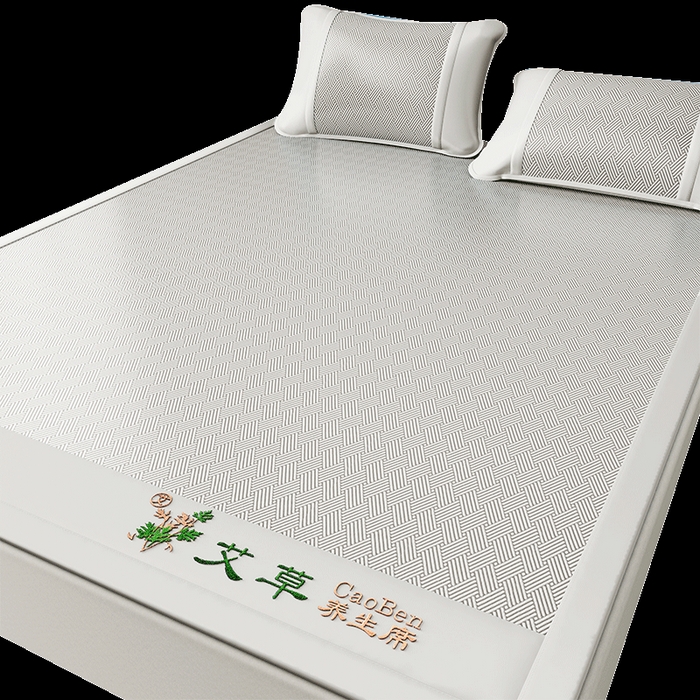 91家纺网 家纺一手货源 找家纺 （总）2025新款艾草养生席凉席冰丝席-饼干花系列