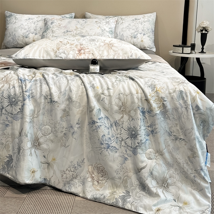 91家纺网 家纺一手货源 找家纺 笙意家纺  2025新款水洗真丝数码印花暗盒款夏被 黛西