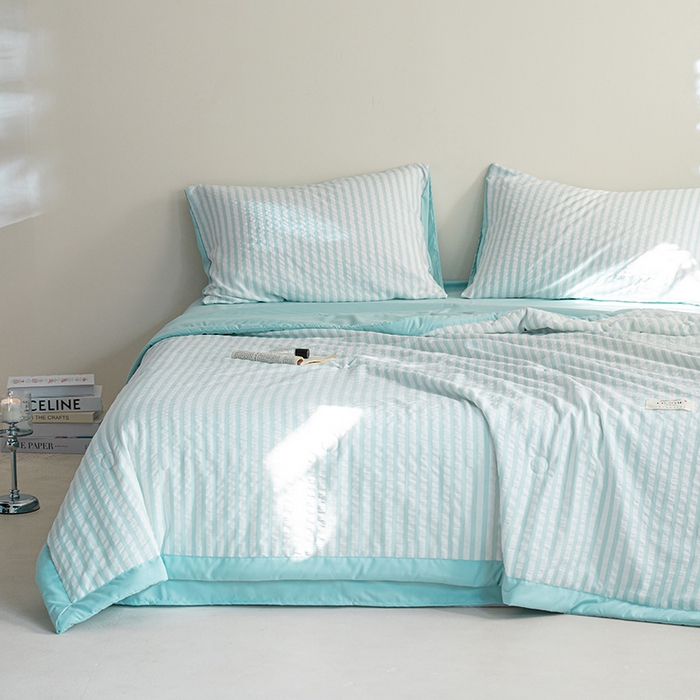 91家纺网 家纺一手货源 找家纺 吾诺 2025 色织立体泡泡棉彩虹系列大豆夏被子被芯夏凉被空调被 彩虹-兰