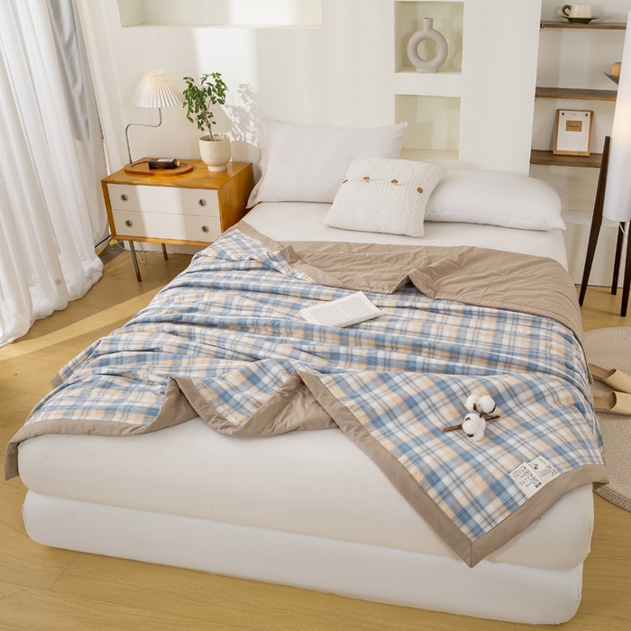 91家纺网 家纺一手货源 找家纺 美梦之都2025新款A类色织水洗棉夏被新疆棉花被空调被夏凉被被子被芯 贝拉-咖