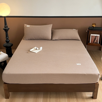 21度C 2025复古风全棉母婴级床笠 晚晴咖