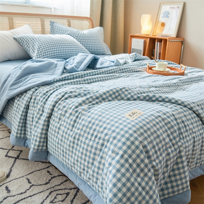 91家纺网 家纺一手货源 找家纺 （总）金鹰 2025新款A类纯棉水洗棉色织棉花夏被四件套全棉空调被夏凉被