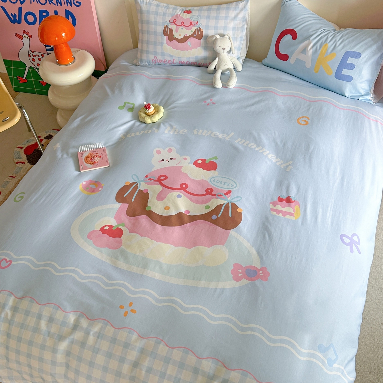 91家纺网 家纺一手货源 找家纺 美乐迪家纺 2025新款大版全棉四件套 甜蜜蛋糕