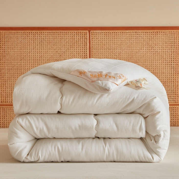 91家纺网 家纺一手货源 找家纺 易睡 2025新款提花大豆被 白色