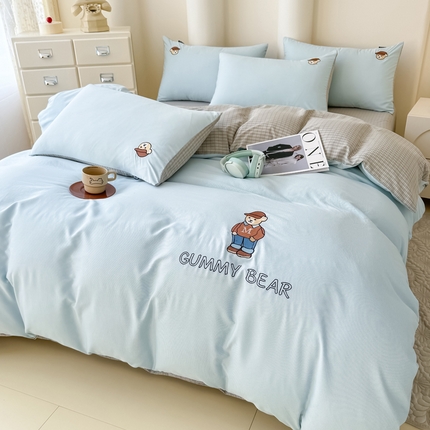 91家纺网 家纺一手货源 找家纺 （总）KA家纺 春夏新款色织水洗棉绣花四件套