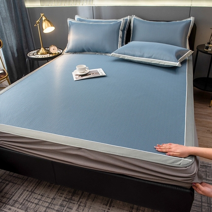 91家纺网 家纺一手货源 找家纺 （总）摩妮卡 2025新款碳光席床笠三件套可洗冰丝席