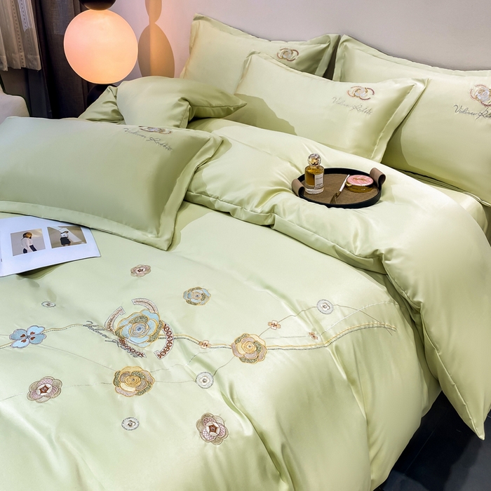 91家纺网 家纺一手货源 找家纺 慧菲 2025新款轻奢水洗天丝四件套-伊恋 伊恋-芥青