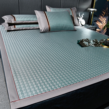 91家纺网 家纺一手货源 找家纺 （总）小牛席业 2025新款粗冰丝千鸟格冰藤席系列凉席藤席冰藤席竹席空调席草席冰丝席豆豆席乳胶席三件套