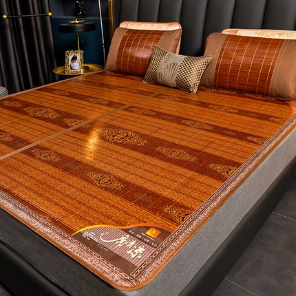 91家纺网 家纺一手货源 找家纺 苏迪凉席竹席2025新款竹席凉席冰丝席碳化双面印花藤草席 祥云