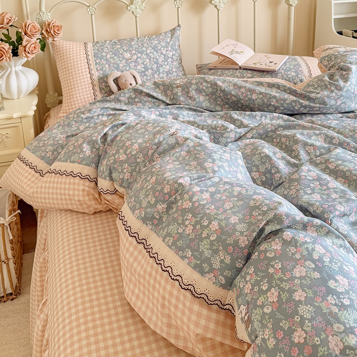 91家纺网 家纺一手货源 找家纺 安莱生活 2025 全棉小碎花刺绣花边款四件套 晨曦