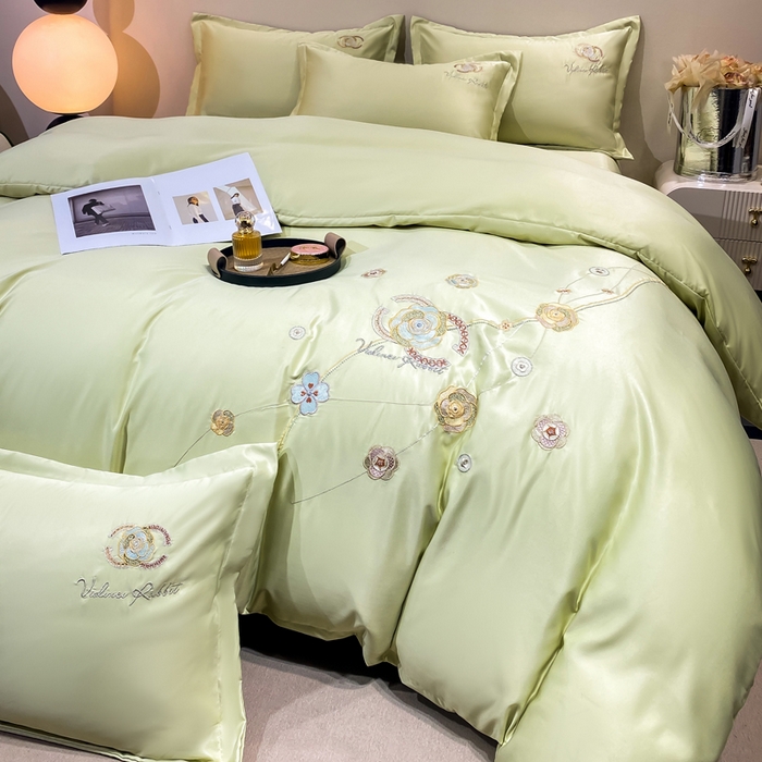 91家纺网 家纺一手货源 找家纺 慧菲 2025新款轻奢水洗天丝四件套-伊恋 伊恋-芥青