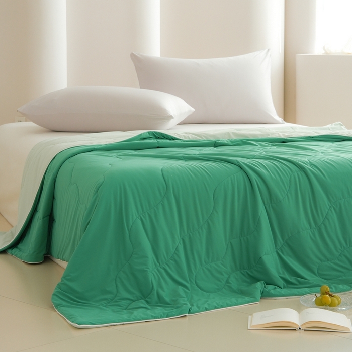 91家纺网 家纺一手货源 找家纺 丽卡家纺2025新款好爽鸭锦氨凉感夏被子被芯 翌绿+水绿