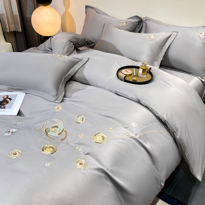 91家纺网 家纺一手货源 找家纺 慧菲 2025新款轻奢水洗天丝四件套-伊恋 伊恋-烟灰