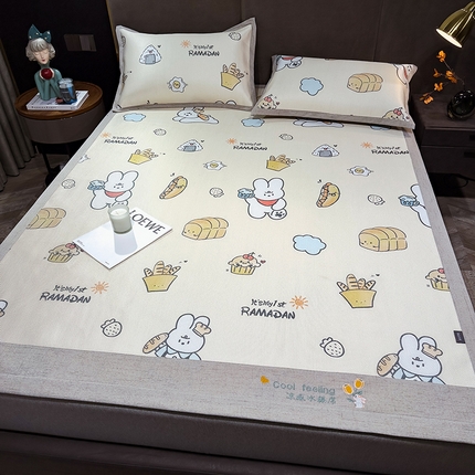 91家纺网 家纺一手货源 找家纺 （总）摩妮卡 2025新款数码印花冰藤席床席款三件套