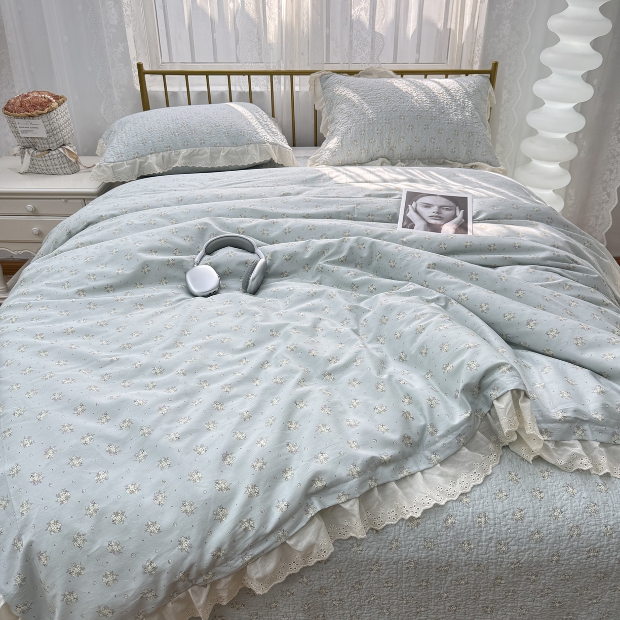 91家纺网 家纺一手货源 找家纺 暖居 2025春夏款高温砂洗棉花床盖三件套被套四件套同款纯棉夏被空调被四季兰庭