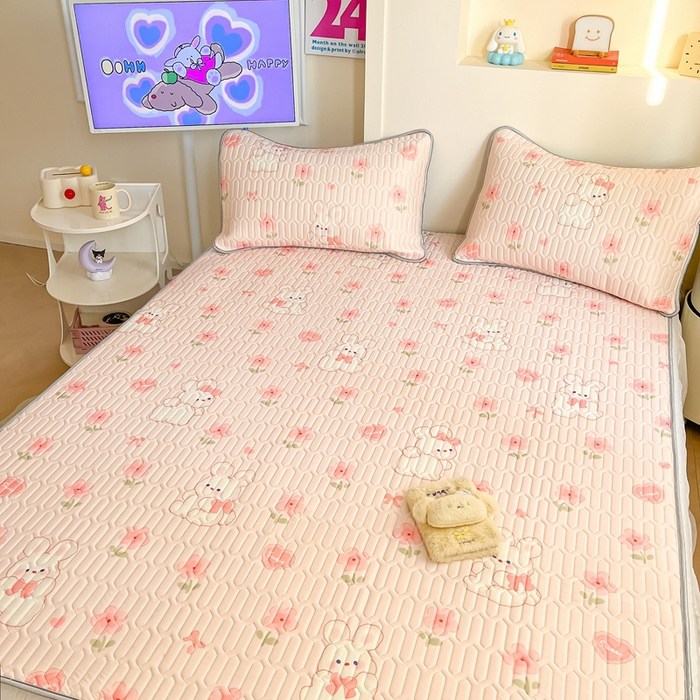 91家纺网 家纺一手货源 找家纺 川悦生活 2025新款小阪凉感丝印花凉席 香甜小兔