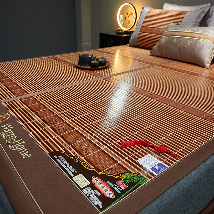 91家纺网 家纺一手货源 找家纺 苏迪凉席竹席2025新款竹席凉席冰丝席碳化双面印花藤草席 国色天香