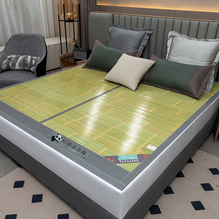 91家纺网 家纺一手货源 找家纺 苏迪凉席竹席2025新款竹席凉席冰丝席碳化双面印花藤草席 清凉生态-绿