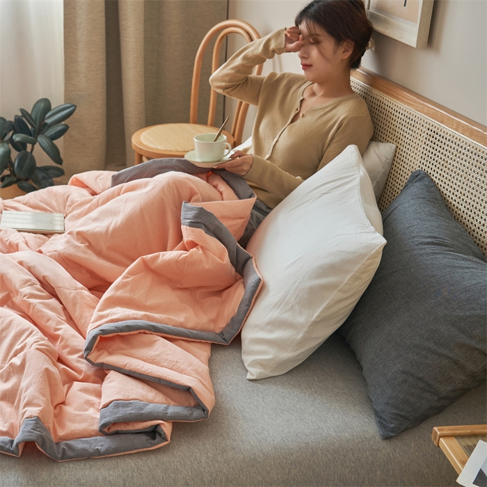 91家纺网 家纺一手货源 找家纺 金鹰 2025新款A类纯棉水洗棉色织棉花夏被全棉空调被夏凉被 优雅玉