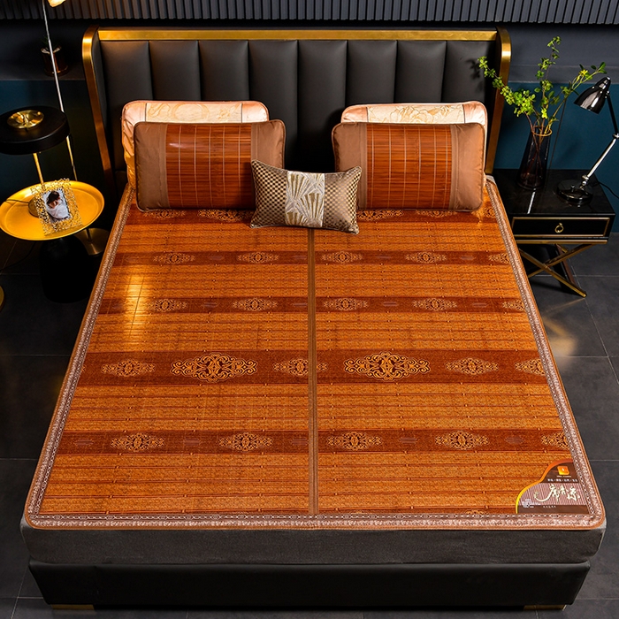 91家纺网 家纺一手货源 找家纺 苏迪凉席竹席2025新款竹席凉席冰丝席碳化双面印花藤草席 祥云