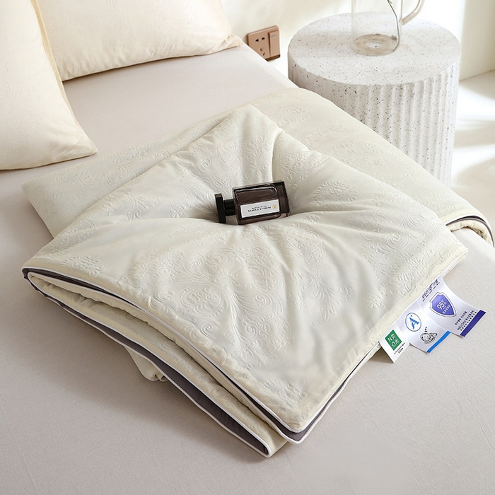 91家纺网 家纺一手货源 找家纺 品乐家纺 2025新款凉感A类可水洗抗菌冰冰被夏被夏凉被空调被被子被芯 冰冰被米纹+灰