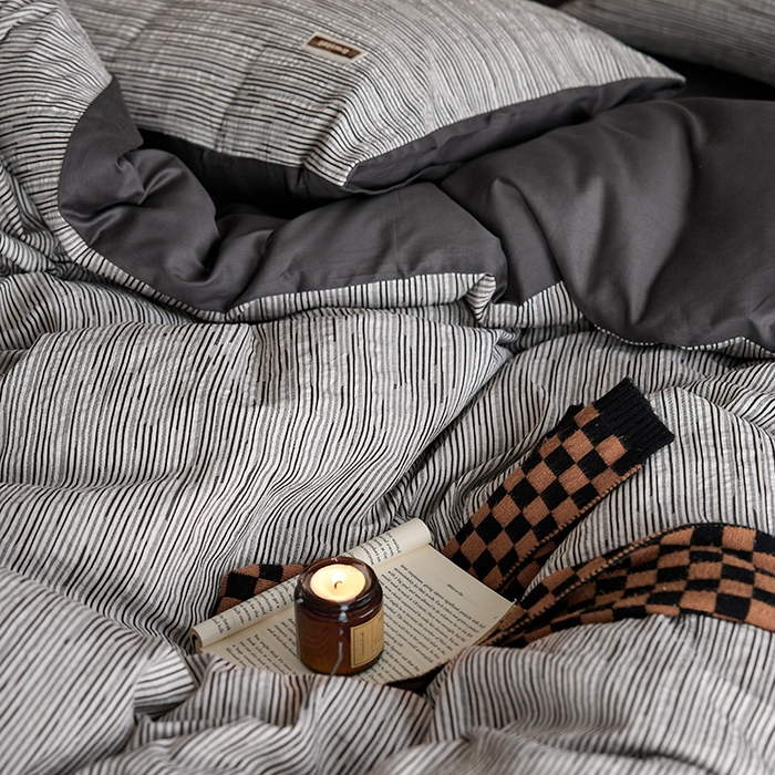 91家纺网 家纺一手货源 找家纺 安莱生活 2025 全棉立体色织提花四件套 摩卡黑