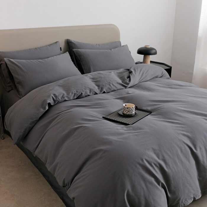 91家纺网 家纺一手货源 找家纺 2025年纯色双拼60支纯棉被套 深灰