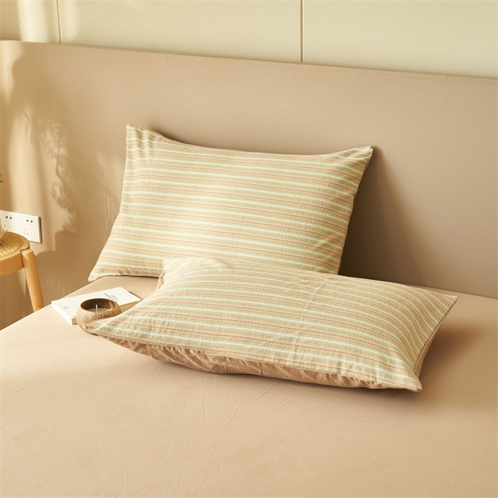 91家纺网 家纺一手货源 找家纺 金鹰 2025新款A类纯棉提花条纹水洗棉大豆全棉夏被空调被四件套 条纹-抹茶绿